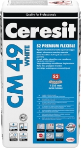 Ceresit CM49 S2 Premium 25 кг, эластичный плиточный клей, белый