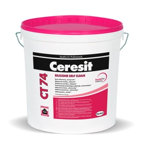 Ceresit CT 74 Silicone self clean Самоочищающаяся силиконовая штукатурка (галька) 1,5 мм, 25 кг, колеруется