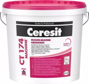Ceresit CT 174 Силикатно-силиконовая декоративная тонкослойная штукатурка (галька) 1,5 мм, 25 кг, колеруемая
